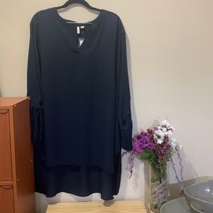 Navy blue long-sleeve blouse